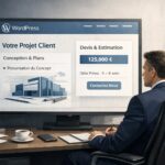 Le bon site WordPress pour une PME à cycle de conception : comment intégrer pré-conception et pré-devis intelligents Illustration d’un site WordPress utilisé par une PME pour structurer la conception et l’estimation d’un projet client